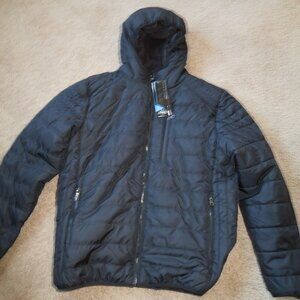 Men's Medium Black Puffer Jacket Sherpa Spire by Galaxy Fleece Lined, Hooded NEW
